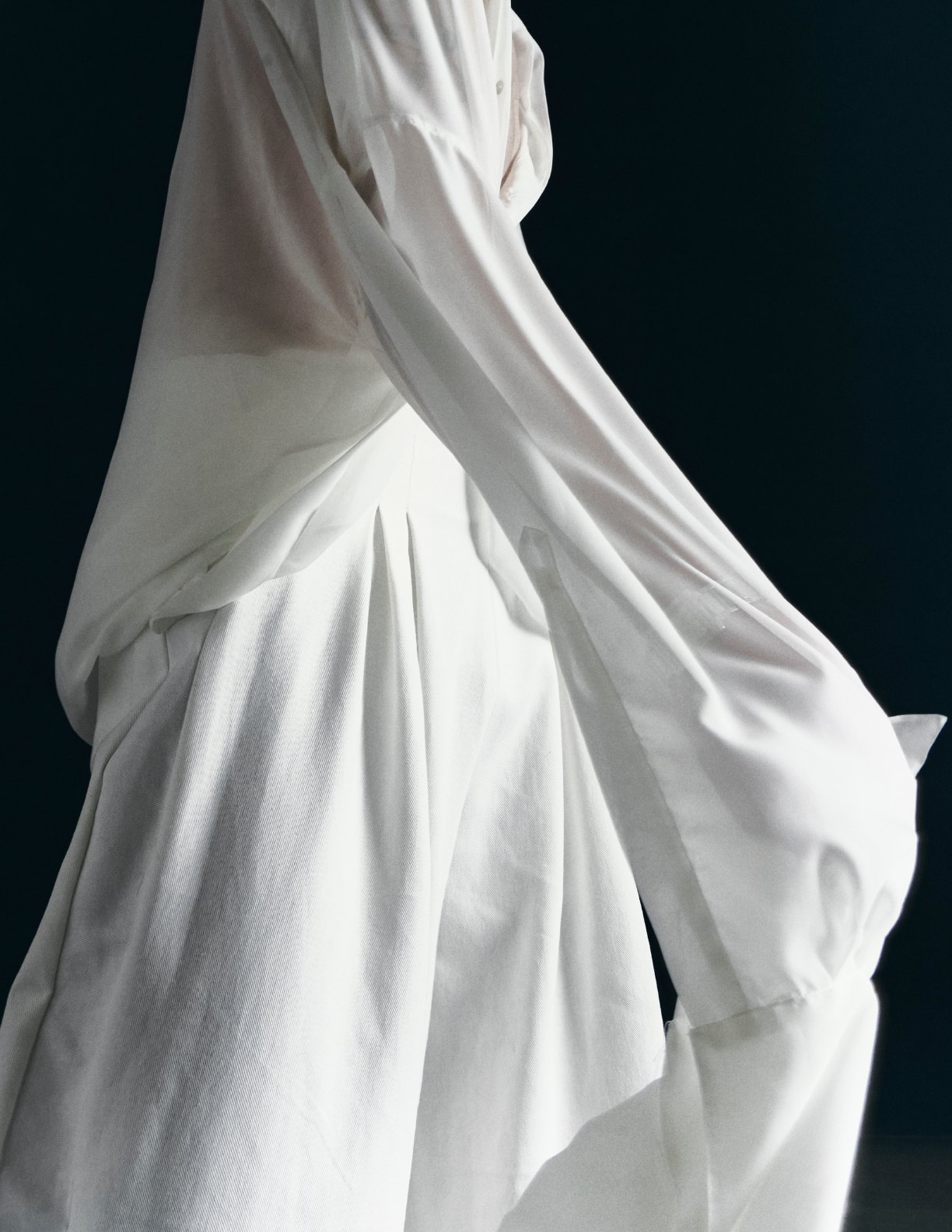 White fabric movement detail