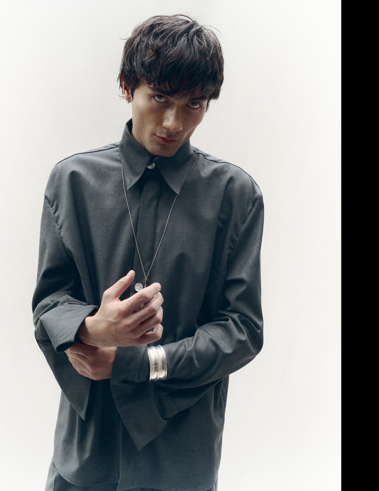 Black shirt and leather cuff look